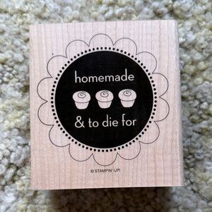 Stampin' Up! Black and Natural 'homemade & to die for' Cupcake Stamp- homemade